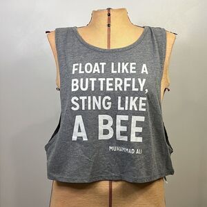 ALI "Float Like a Butterfly" Open Side Crop Tank Top - Size Large